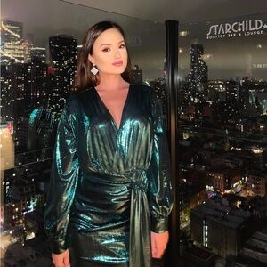 Turquoise shiny dress